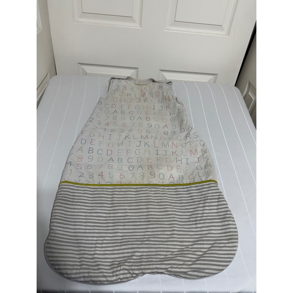 Pehr Alphabet Stripe Cotton Sleep Bag Wearable Blanket 9-18 Months Grey Multi